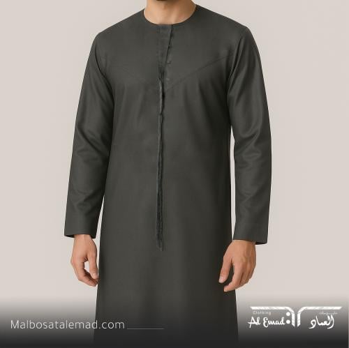ثوب إماراتي أصلي بتصميم أنيق وكلاسيكي رمادي