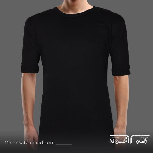 فانيلة عسكرية قطنية رجالية سوداء نص كم