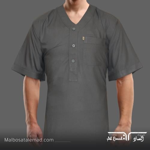 ثوب الراحة الرجالي بأكمام قصيرة من العماد
