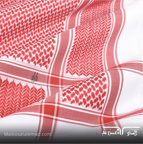 شماغ قطن أحمر وأبيض رجالي أنيق