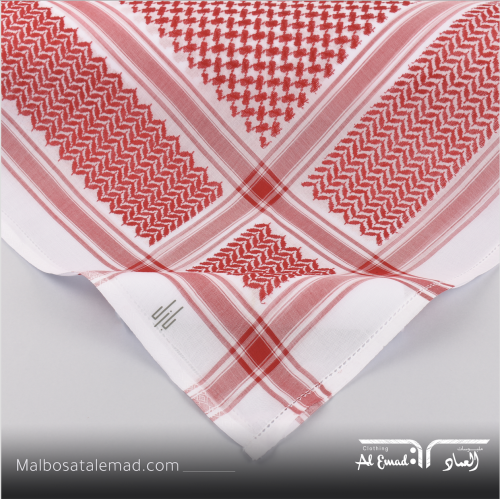 شماغ قطن أحمر أبيض عصري فخم