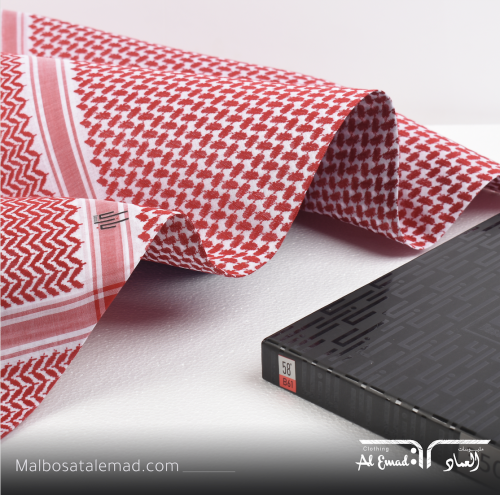 شماغ قطن رجالي أحمر وأبيض أنيق
