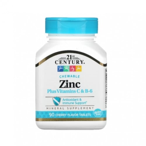 الزنك - ZINC-عبر أقراص قابلة للمضغ - نكهة الكرز-90...