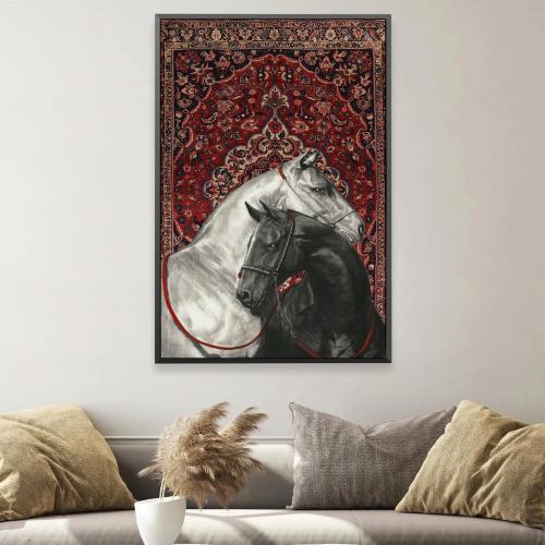 لوحة جدارية لجمال الخيل مع برواز