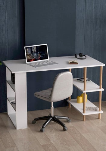 مكتب خشب 120x60x55 لون أبيض سهل التركيب
