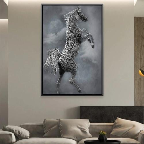 لوحة جدارية لجمال الخيل مع برواز