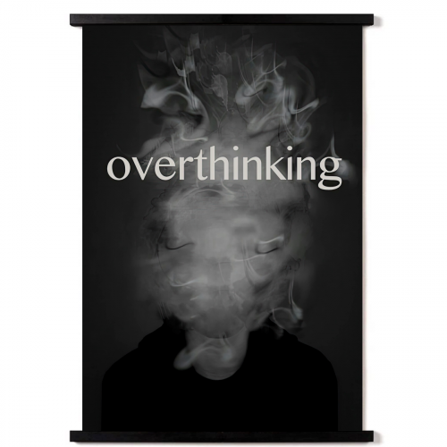 لوحة Over Thinking بإطار خشبي لون أسود