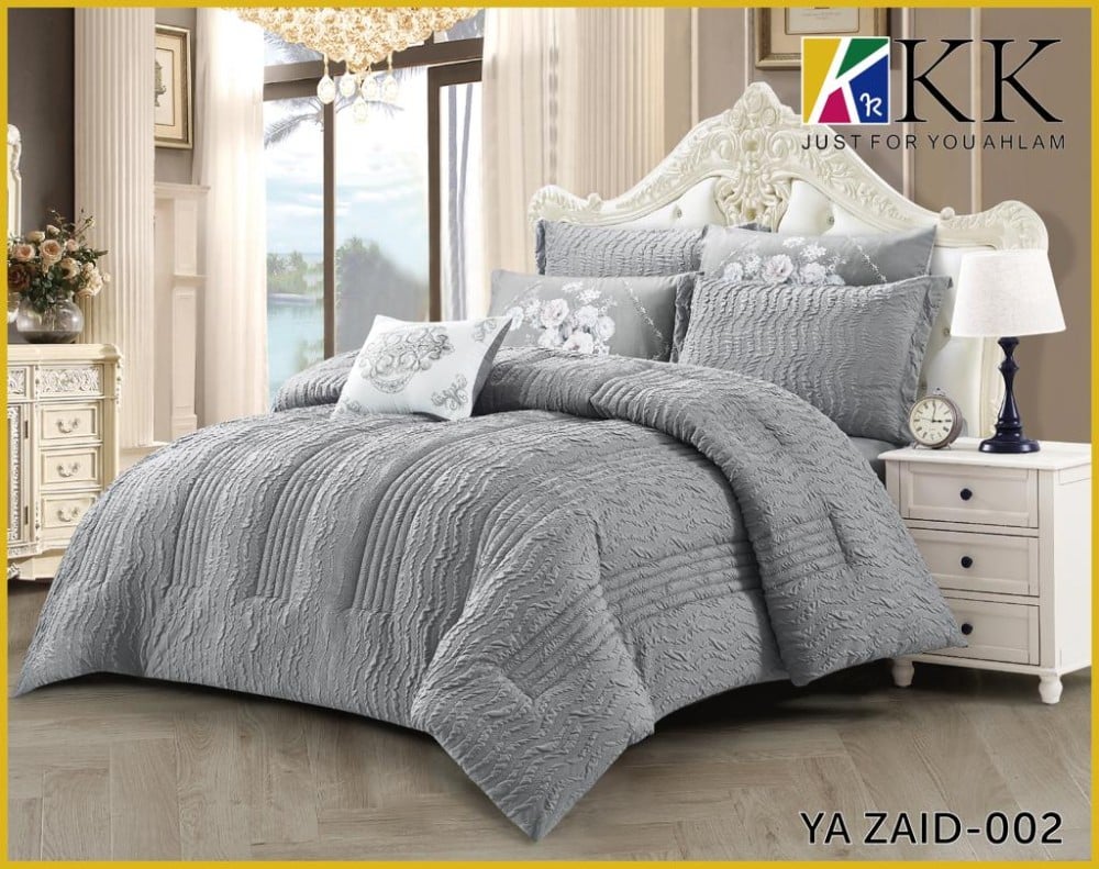 مفرش إيلان قطن مفرد 5 قطع رصاصي