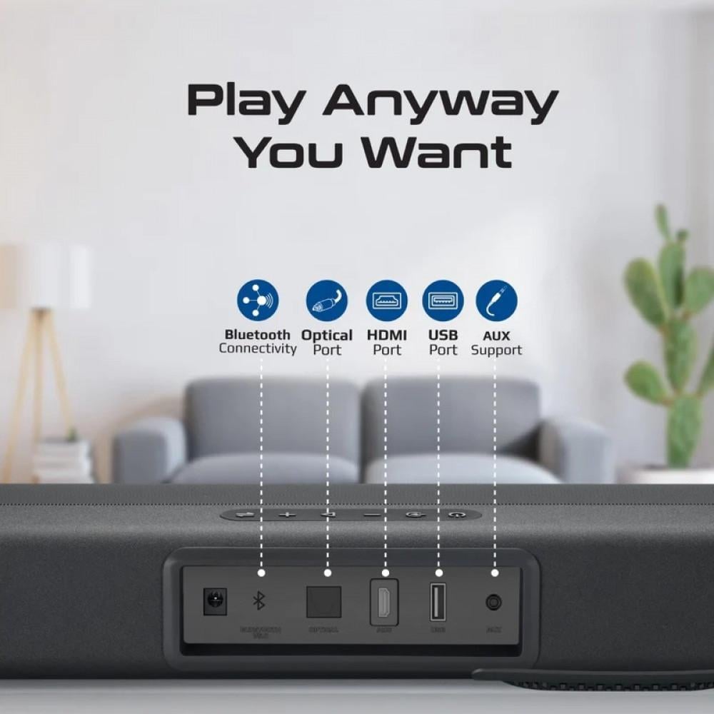PROMATE - ساوند بار CASTBAR-60 بمضخم صوت 60 واط مدمج بشاشة LED وريموت تحكم - أسود