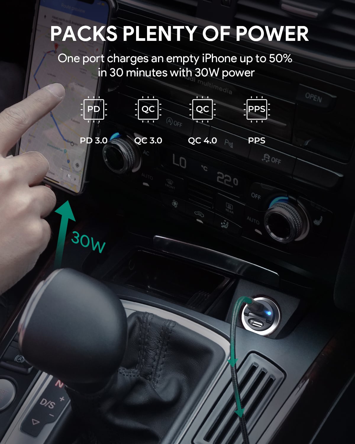 هيكل معدني لتبديد الحرارة في شاحن AUKEY A4