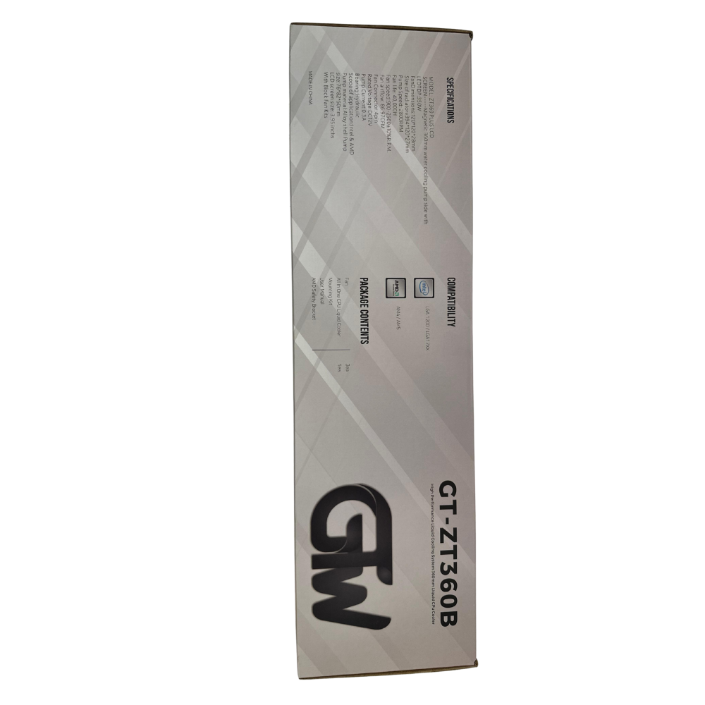 GTW GT-ZT360B LCD SCREEN 360 ARGB CPU LIQUID COOLER - 360MM AIO BLACK