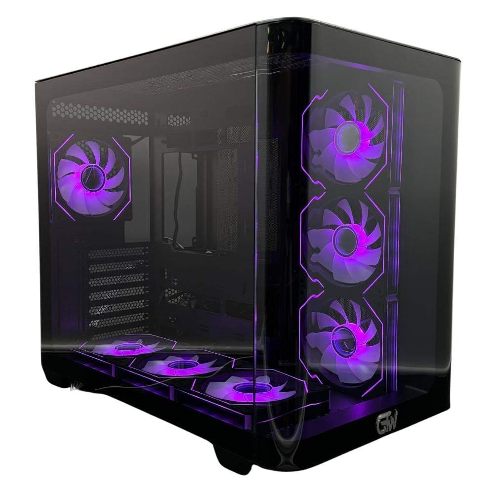 GTW GAMING COMPUTER CASE, WHITE MID TOWER ATX CASE WITH 7 PRE-INSTALLED RGB FANS GT-F7CB008