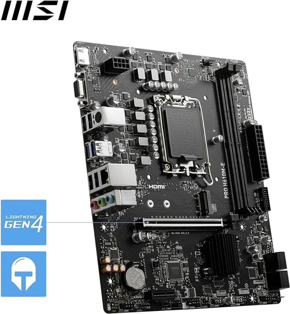 MSI PRO H610M-E Motherboard, Micro-ATX - Supports Intel 12th