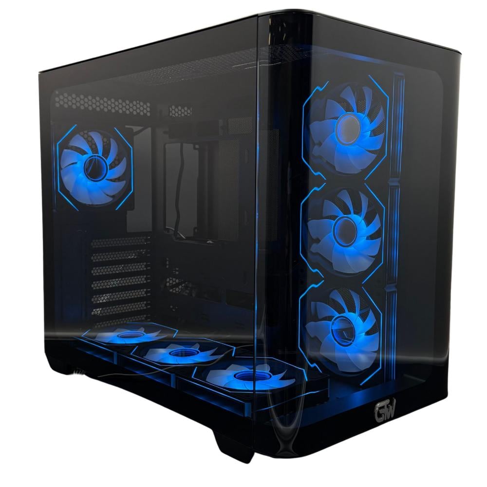 GTW GAMING COMPUTER CASE, WHITE MID TOWER ATX CASE WITH 7 PRE-INSTALLED RGB FANS GT-F7CB008