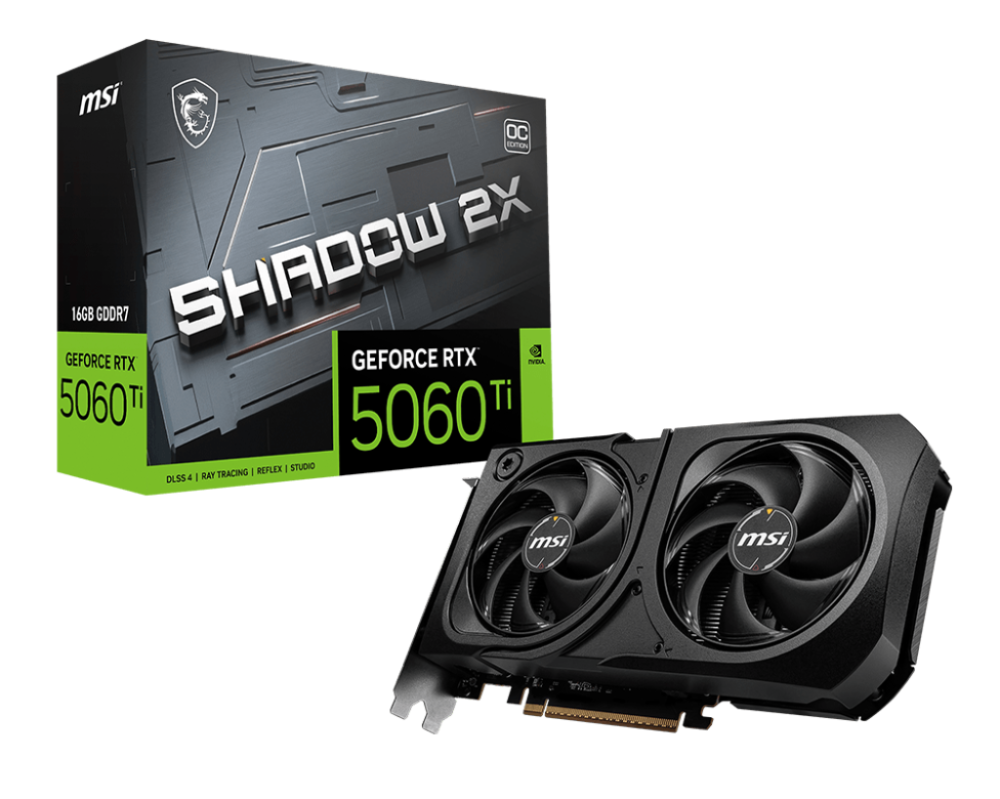 MSI GEFORCE RTX™ 5060 TI 16G SHADOW 2X OC GRAPHIC CARD