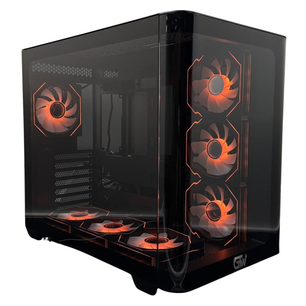 GTW GAMING COMPUTER CASE, WHITE MID TOWER ATX CASE WITH 7 PRE-INSTALLED RGB FANS GT-F7CB008