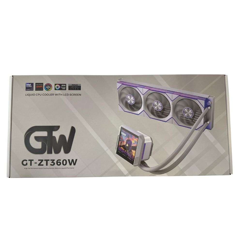 GTW GT-ZT360W LCD SCREEN 360 ARGB CPU LIQUID COOLER - 360MM AIO WHITE