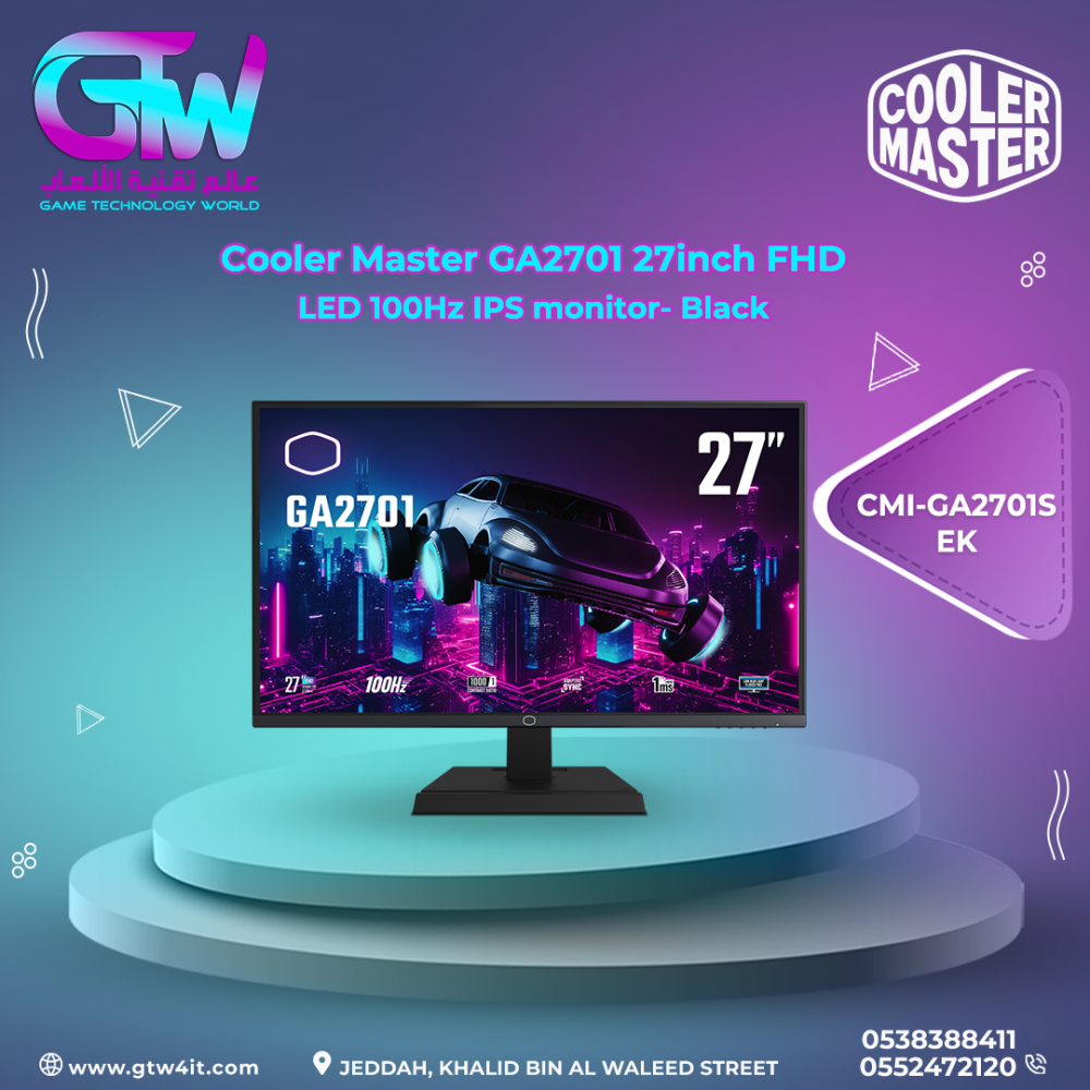 Cooler Master GA2701 27inch FHD LED 100Hz IPS monitor- Black - GTW Game  World Technology