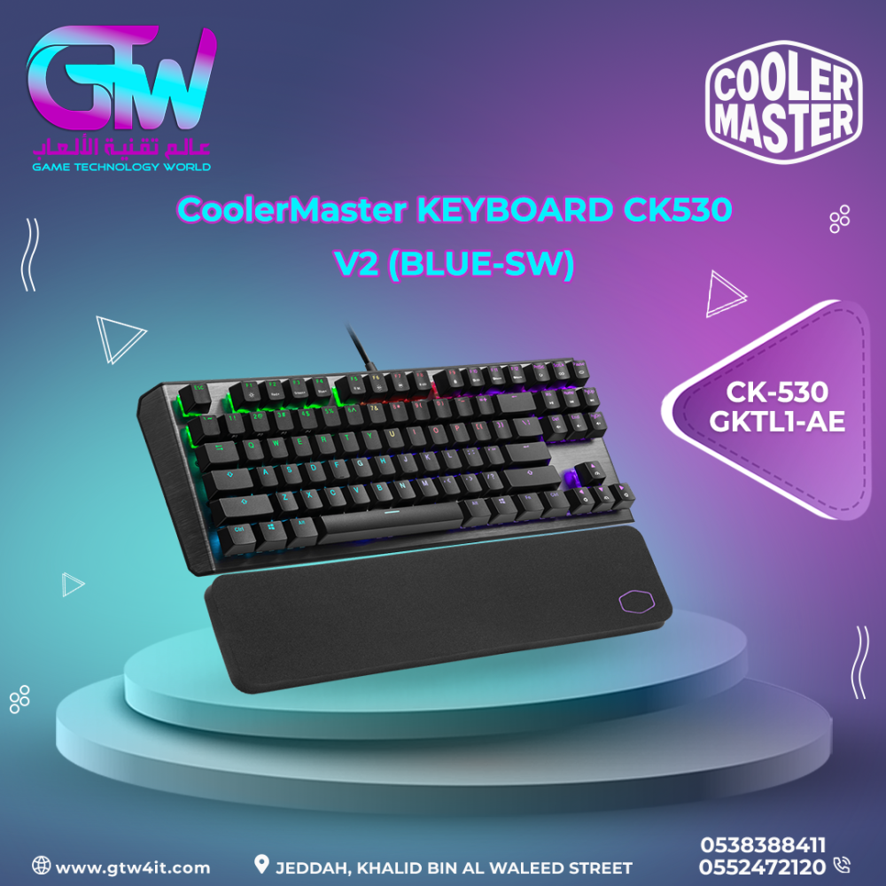 Cooler Master CK530 V2 Tenkeyless Gaming Mechanical Keyboard Blue 