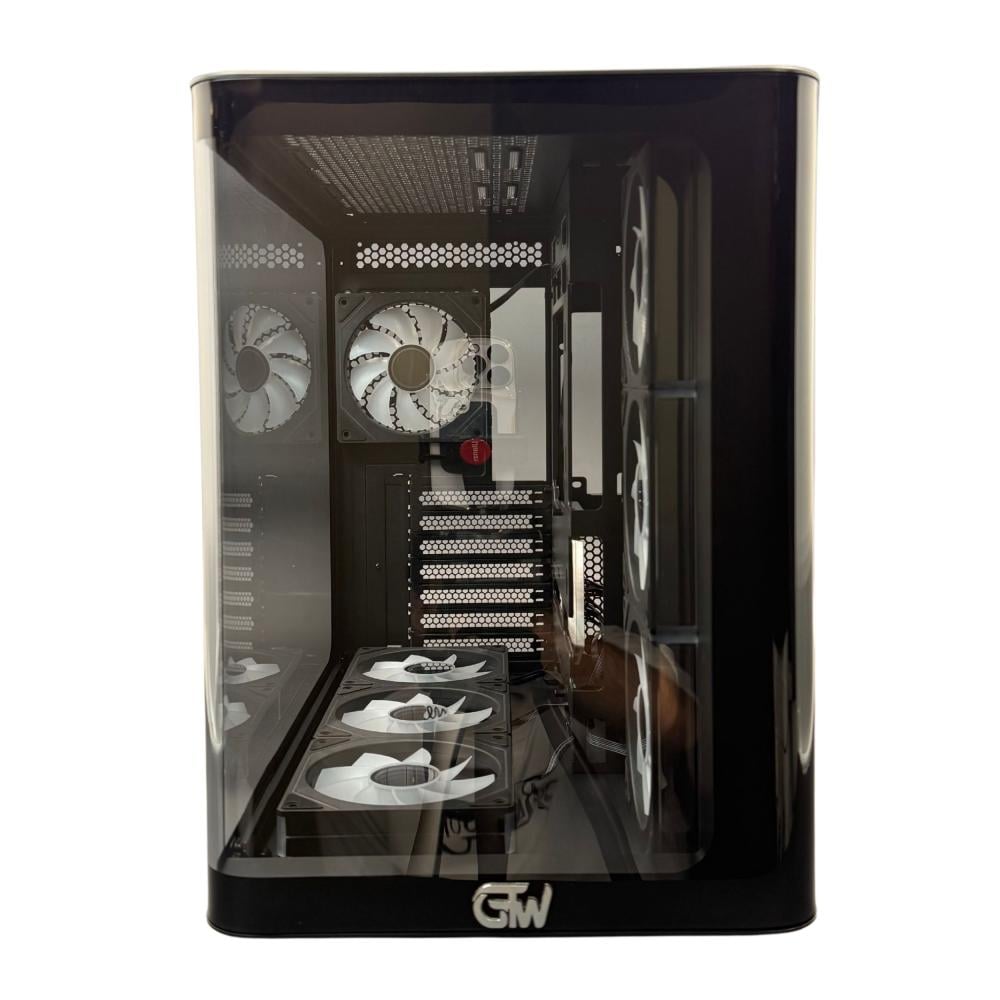 GTW GAMING COMPUTER CASE, WHITE MID TOWER ATX CASE WITH 7 PRE-INSTALLED RGB FANS GT-F7CB008