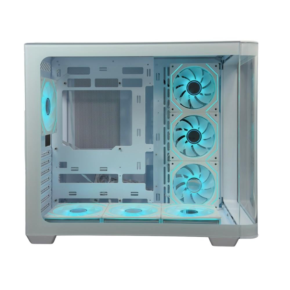GTW GAMING COMPUTER CASE, WHITE MID TOWER ATX CASE WITH 7 PRE-INSTALLED RGB FANS GT-F7CW008