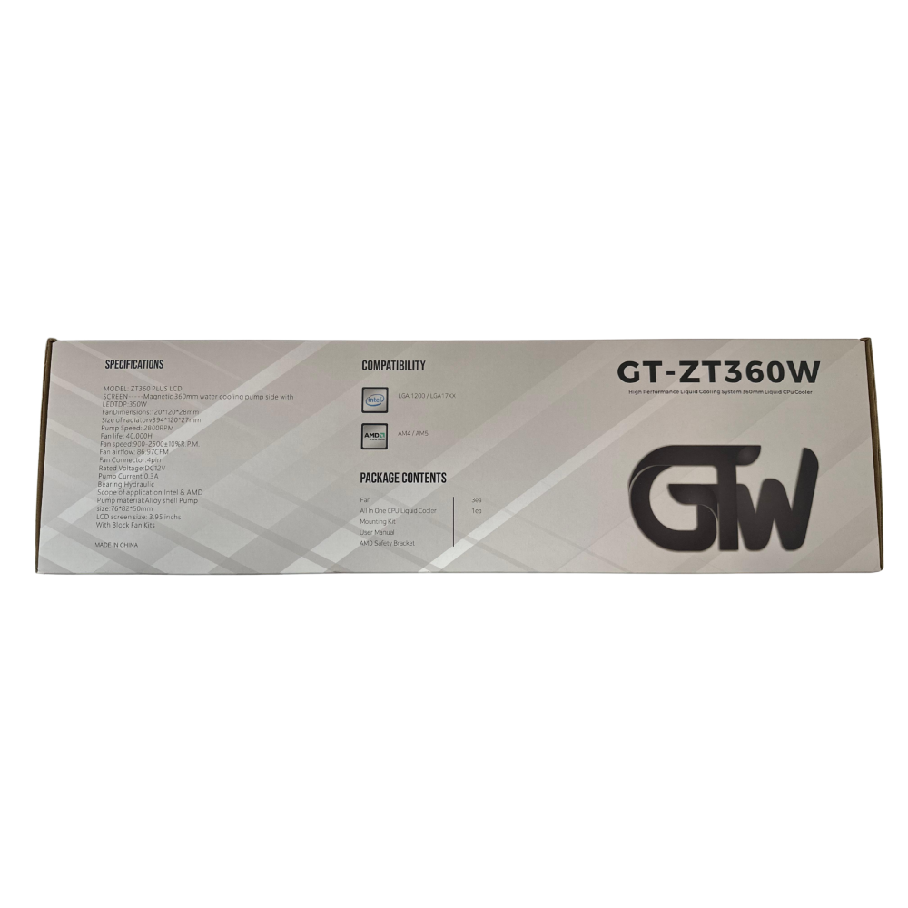 GTW GT-ZT360W LCD SCREEN 360 ARGB CPU LIQUID COOLER - 360MM AIO WHITE
