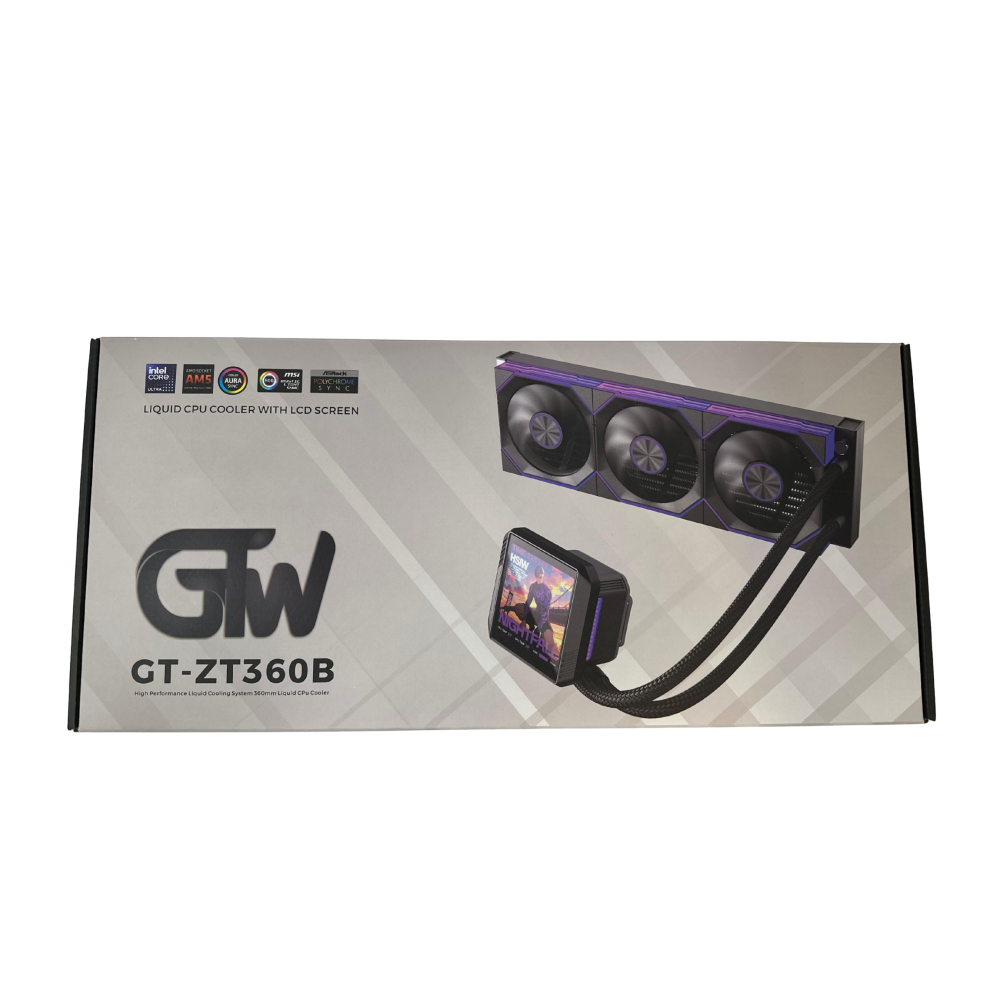 GTW GT-ZT360B LCD SCREEN 360 ARGB CPU LIQUID COOLER - 360MM AIO BLACK