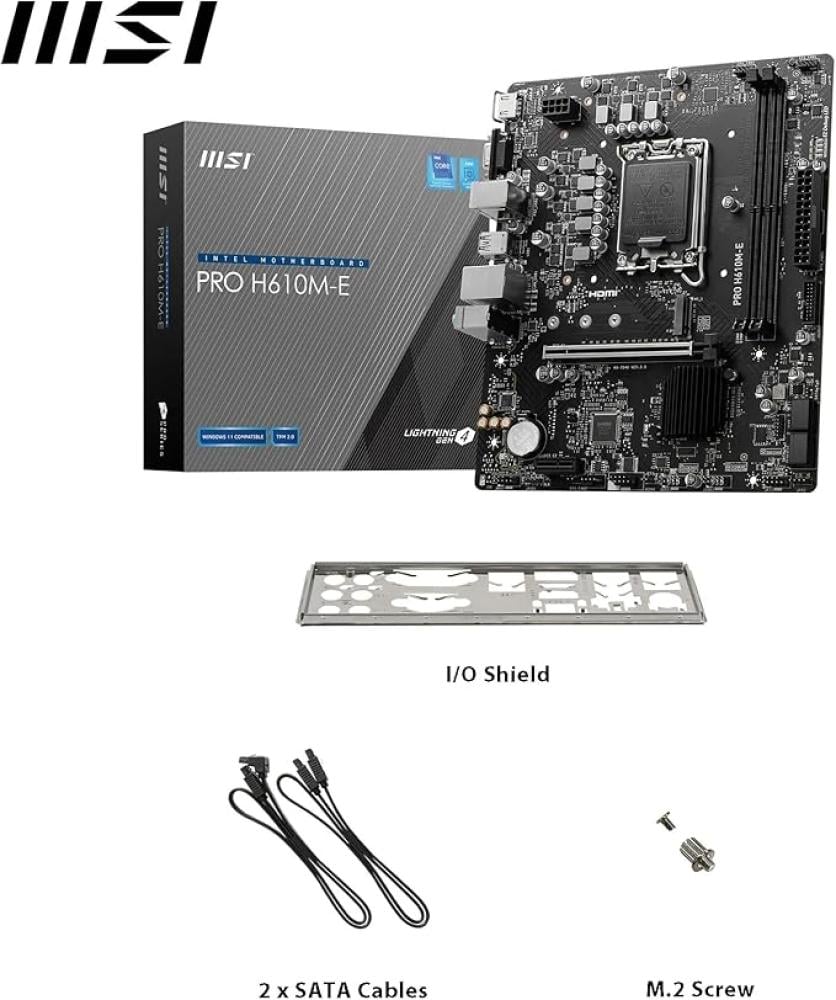 MSI PRO H610M-E Motherboard, Micro-ATX - Supports Intel 12th