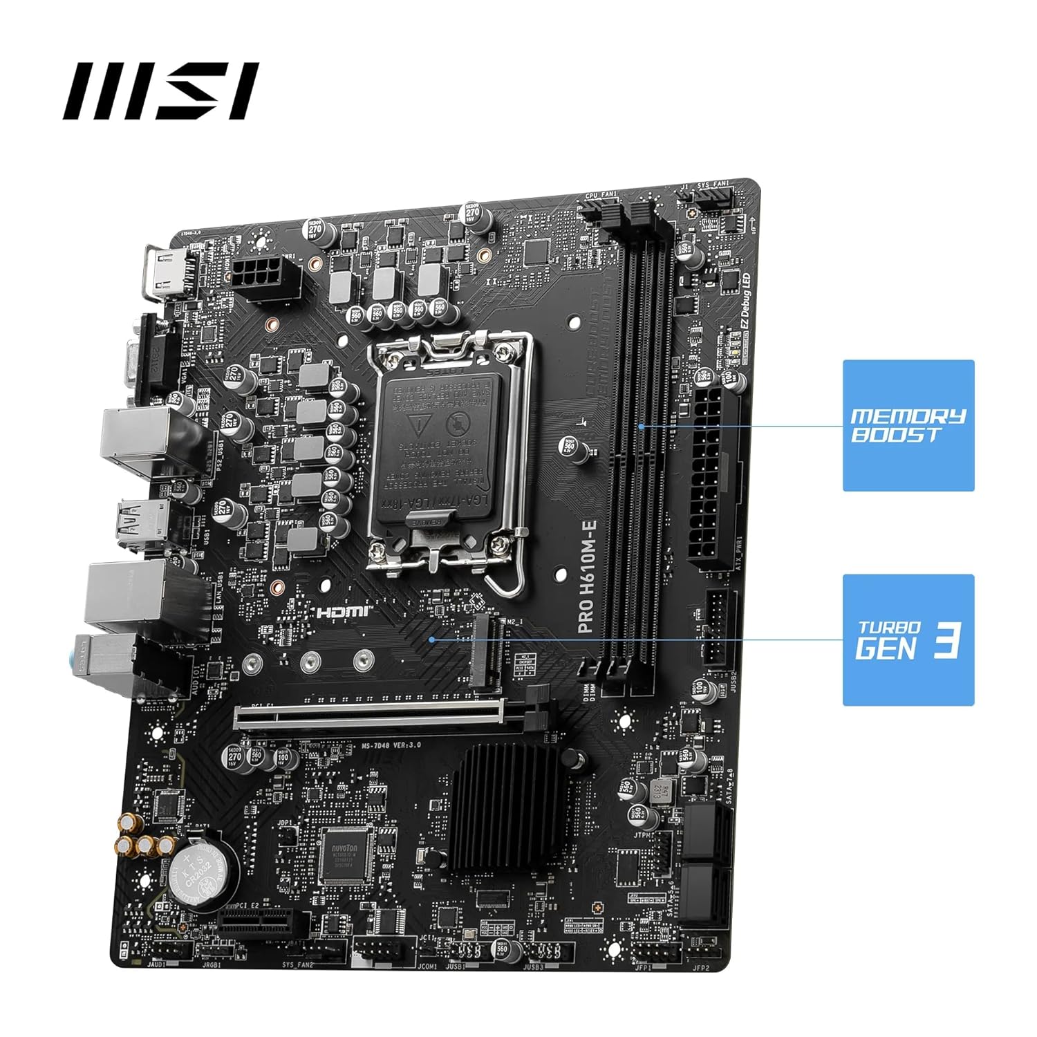 MSI PRO H610M E Motherboard Micro ATX Supports Intel 12th 13th Gen Core Processors LGA 1700 DDR5 Memory Boost 5600MHz MAX PCIe 4.0 x16 Slot M.2 Gen3 Slot GTW Game World Technology