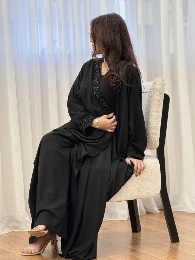 بشت نسائي مقلم  لون اسود