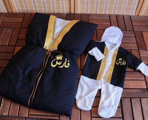 طقم مواليد قطعتين مدس ولبس