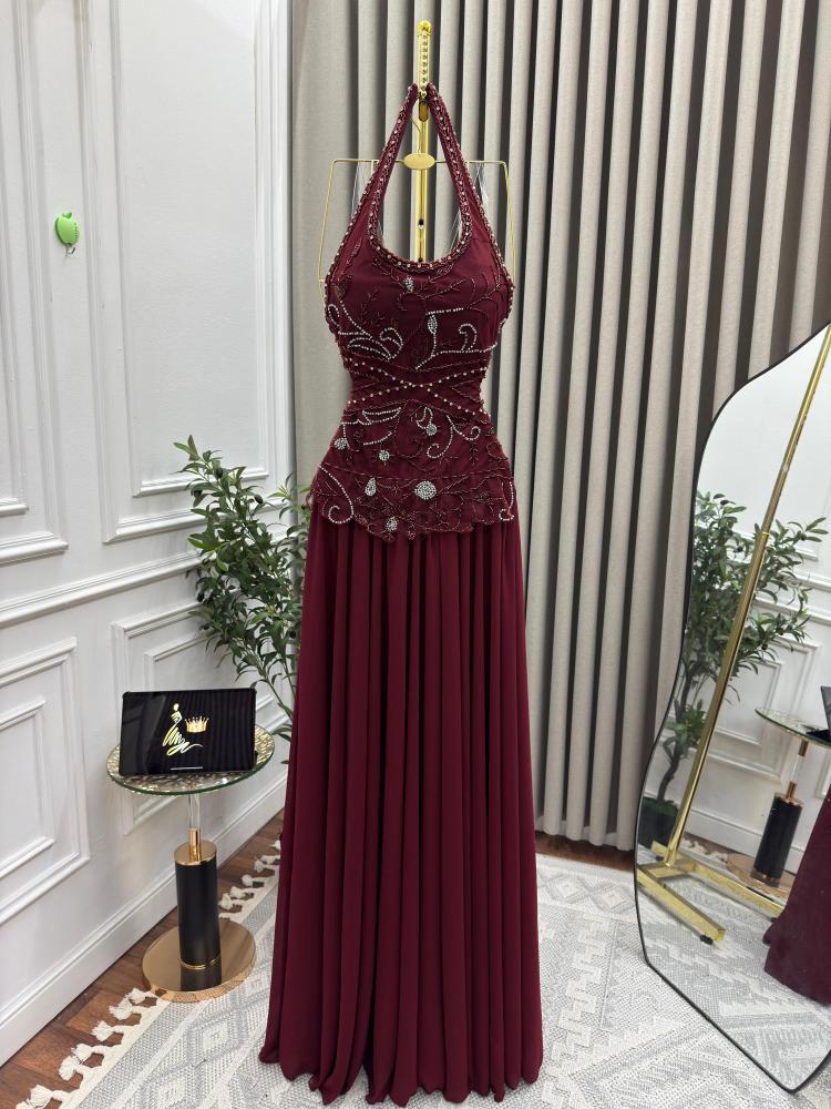 فستان سهره برغندي راقي