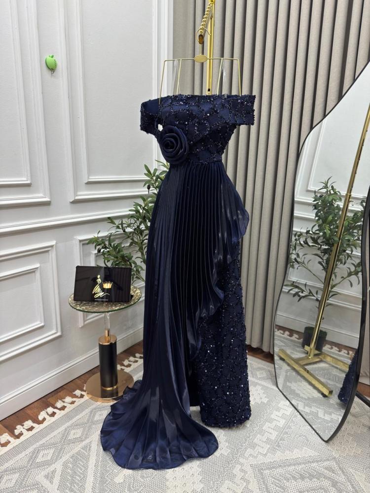 فستان سهره كحلي تكسيرات