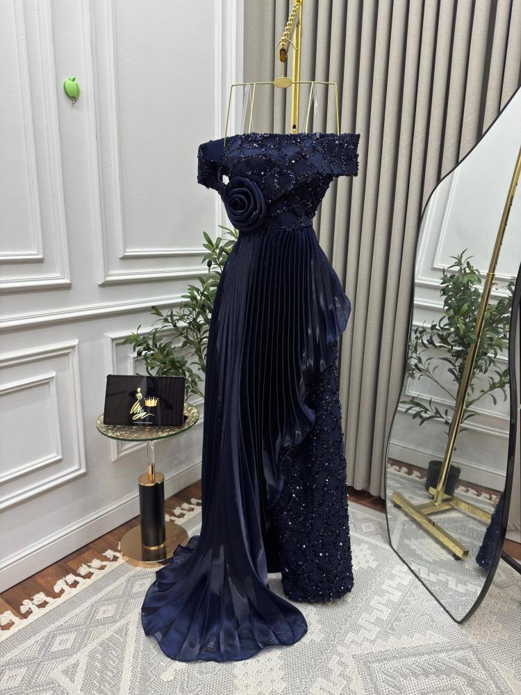 فستان سهره كحلي تكسيرات