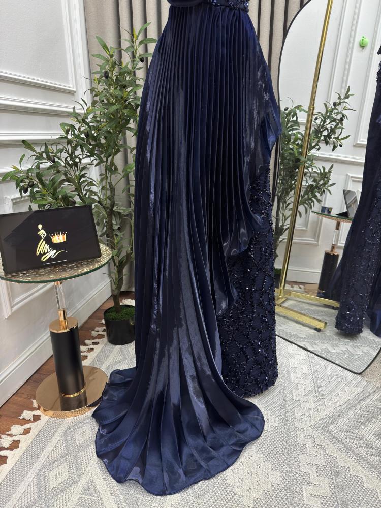 فستان سهره كحلي تكسيرات