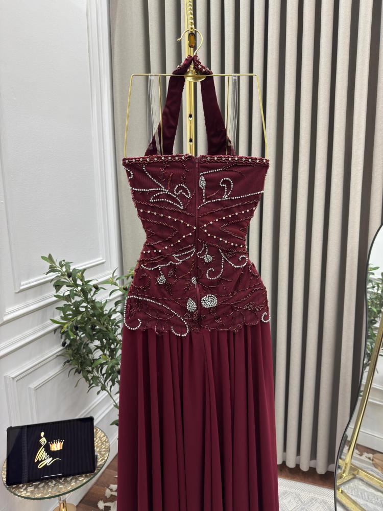 فستان سهره برغندي راقي
