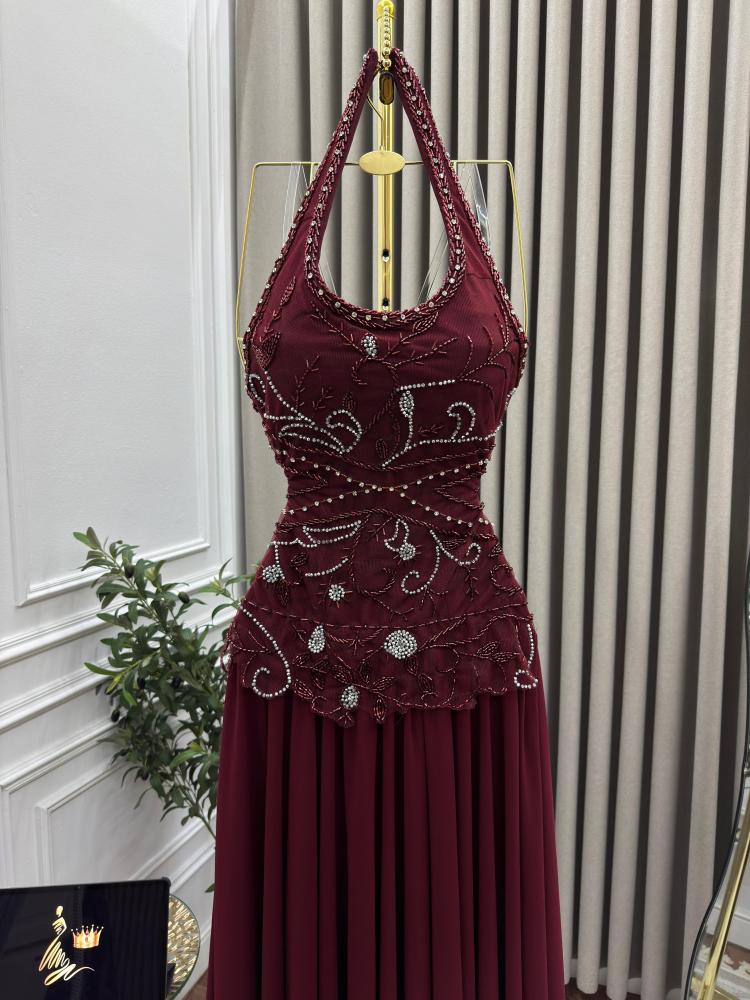 فستان سهره برغندي راقي