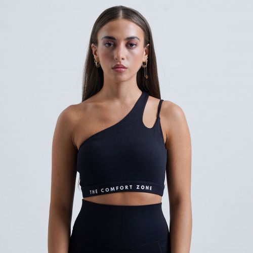 One Shoulders Sports Bra - Black