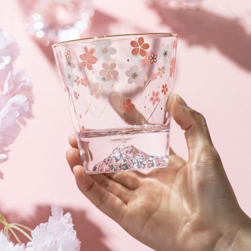 كوب زجاجي بسعة 240مل بتصميم زهور الورد