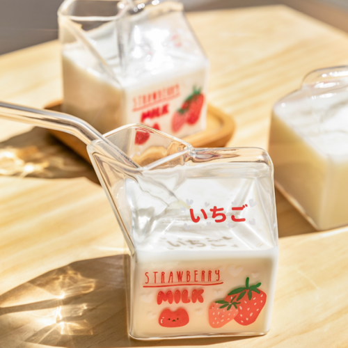 كأس زجاجي شفاف سعة 380 مل بتصميم عبوة حليب