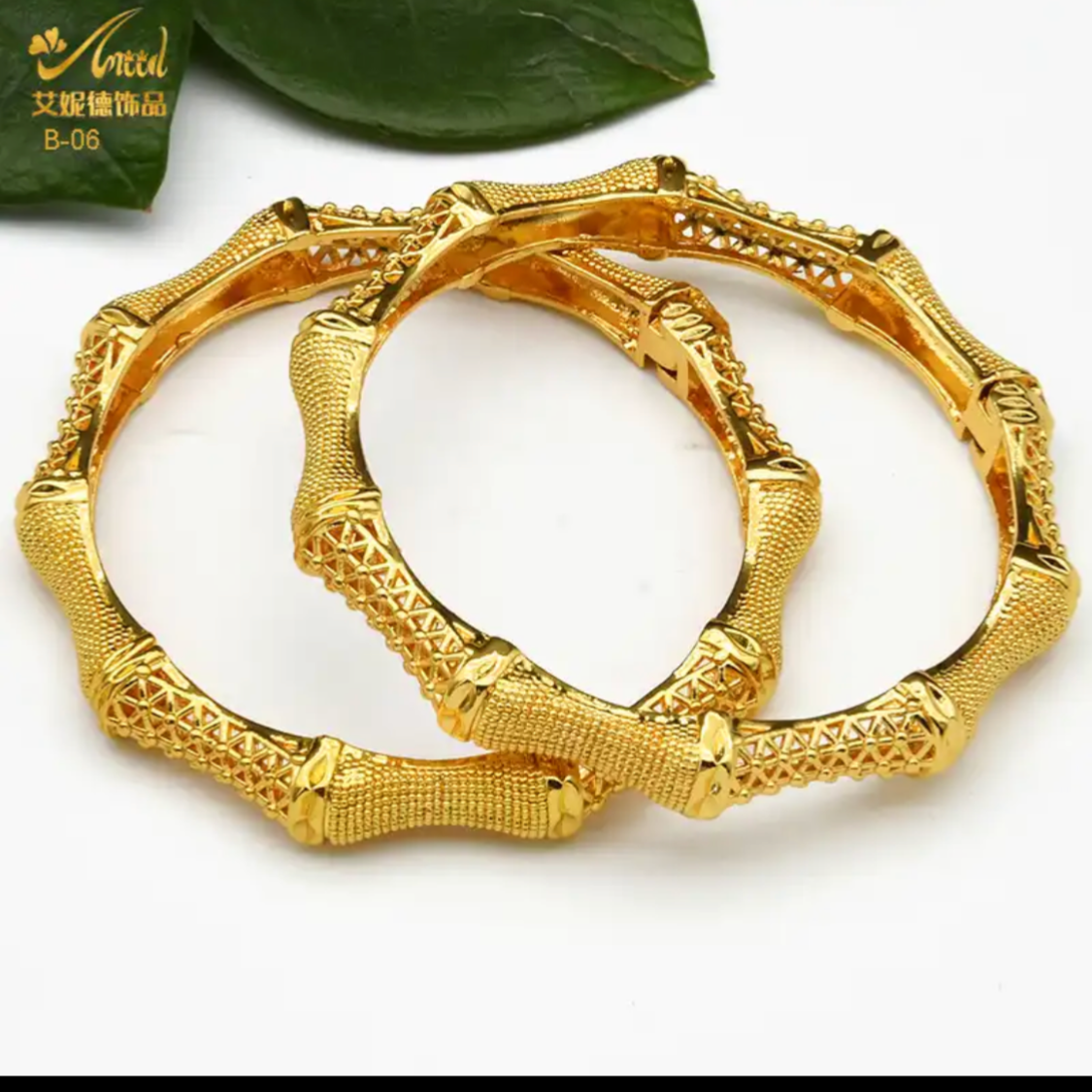 طقم حبتين اساور مطلي باالذهب  عيار ‏24k