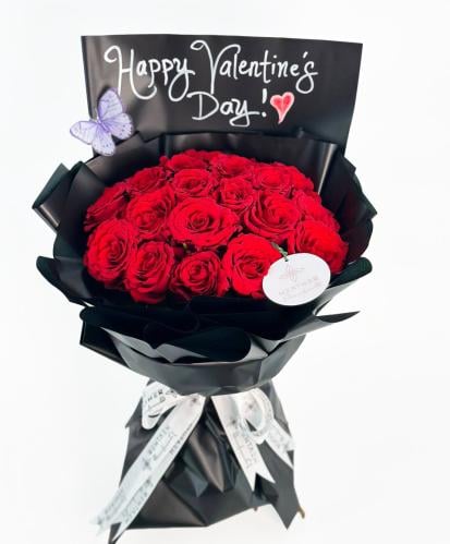 تغليف اسود 25 جوري احمر