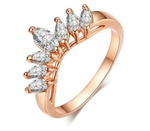 خاتم نسائي مطلي بالذهب مقاس 7.25 أمريكي