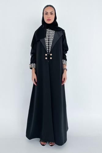 عبايه كريب ياباني وتفته ايطالي بازرار ذهبيه#603