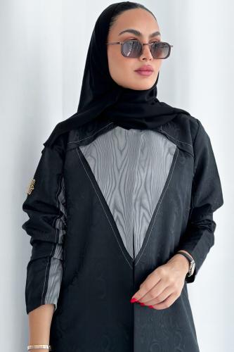 عبايه تفته ايطالي اسود ورمادي قصه بليزر  #606