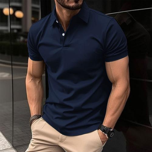 تي شيرت رجالي مطاطي بأكمام قصيرة ، قميص بولو رائع...