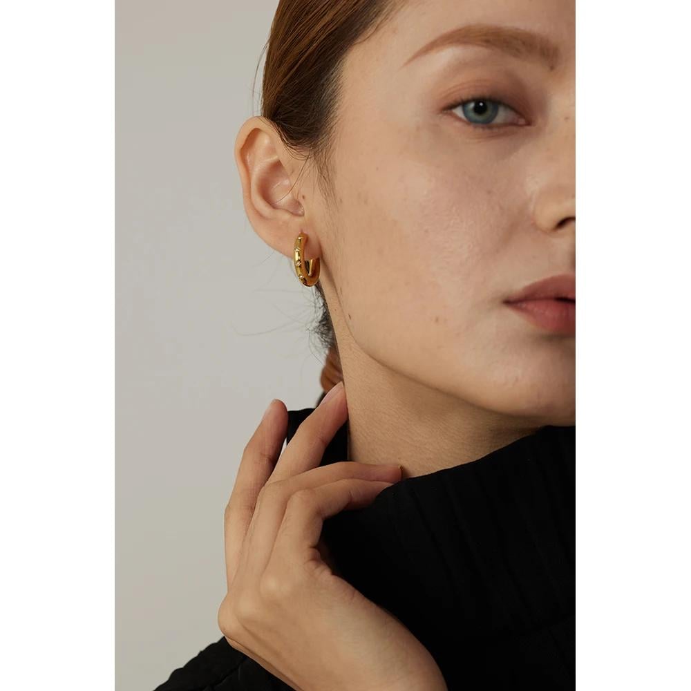 Zirconia Gold Plated Hoop Earrings