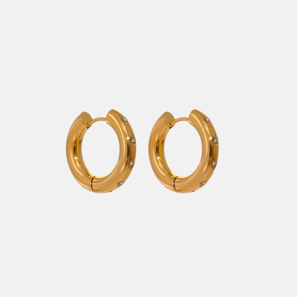 Zirconia Gold Plated Hoop Earrings