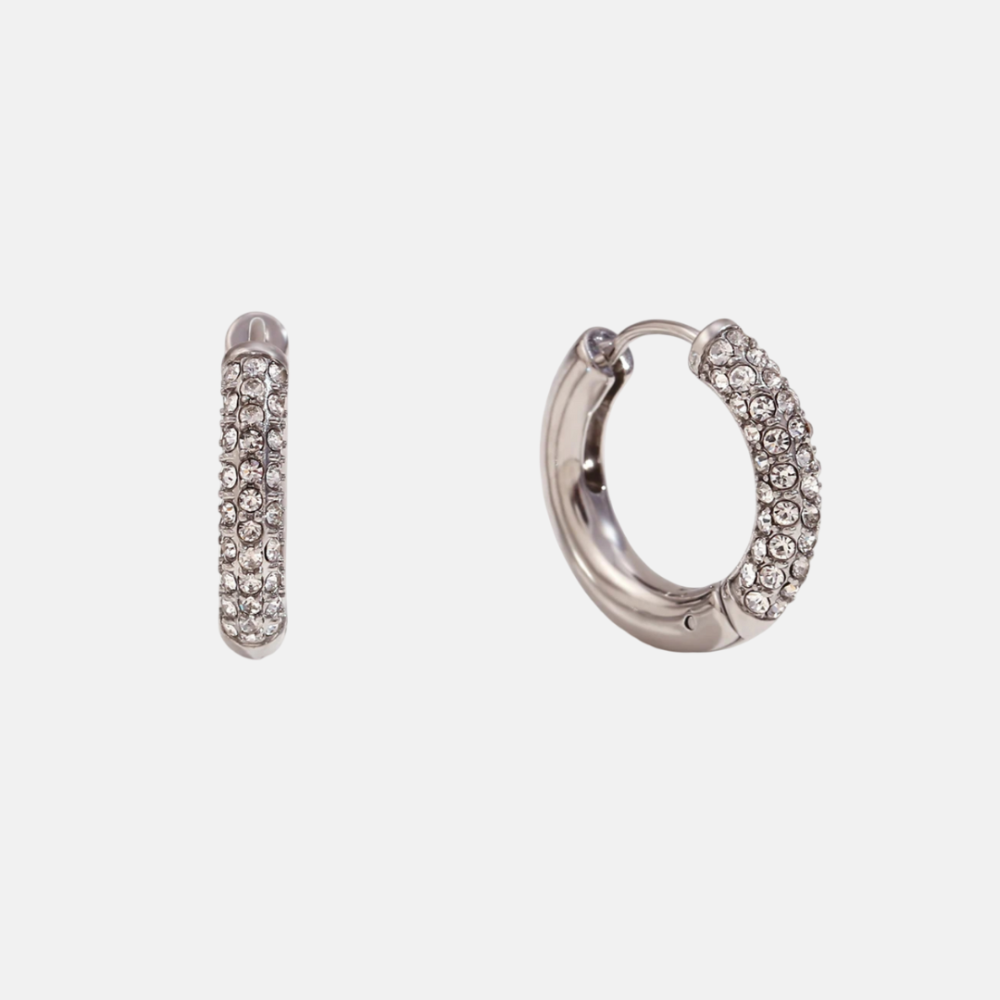 Zirconia Gold Plated Hoop Earrings