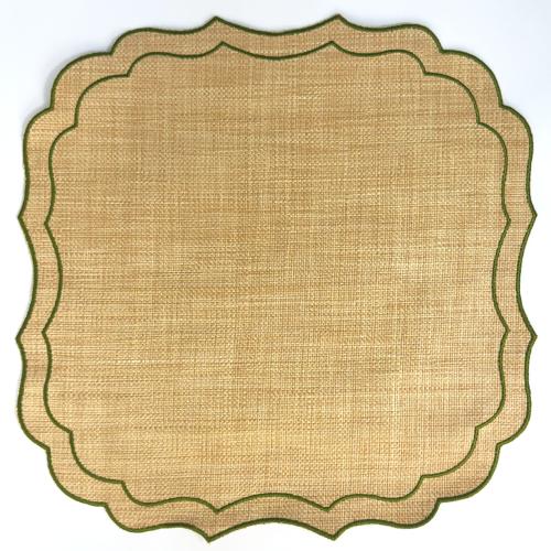 مفرش صحون لنين - خسف مع أطرف أخضر -  مغطى بطبقة عازلة من الماء